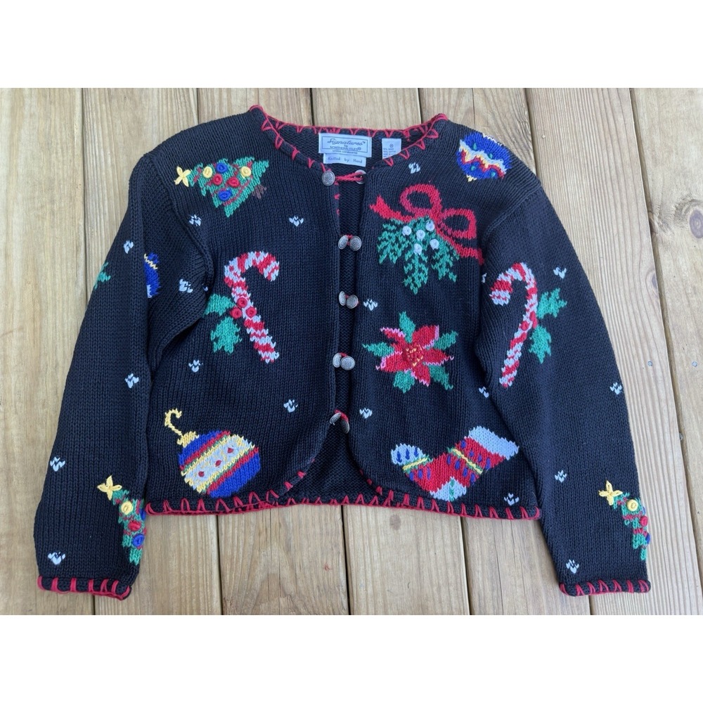 VTG 80/90s Signatures by Northern Isles Hand Knitted Christmas Cardigan Medium